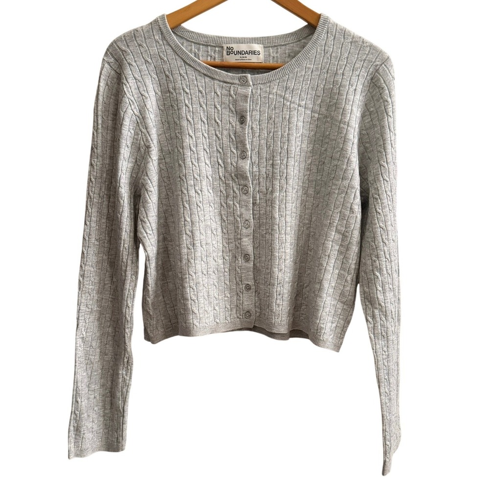 Cable Knit Grey Cardigan XL Button Down Academic Grandmacore Soft Preppy Classic
